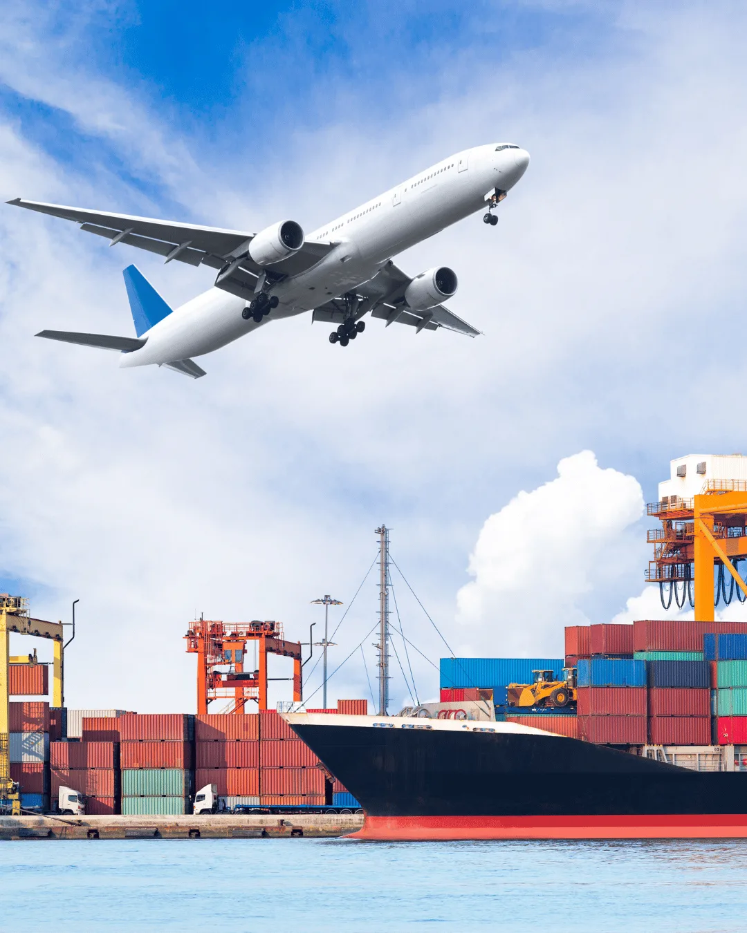 Air and sea cargo connected through a container freight station
