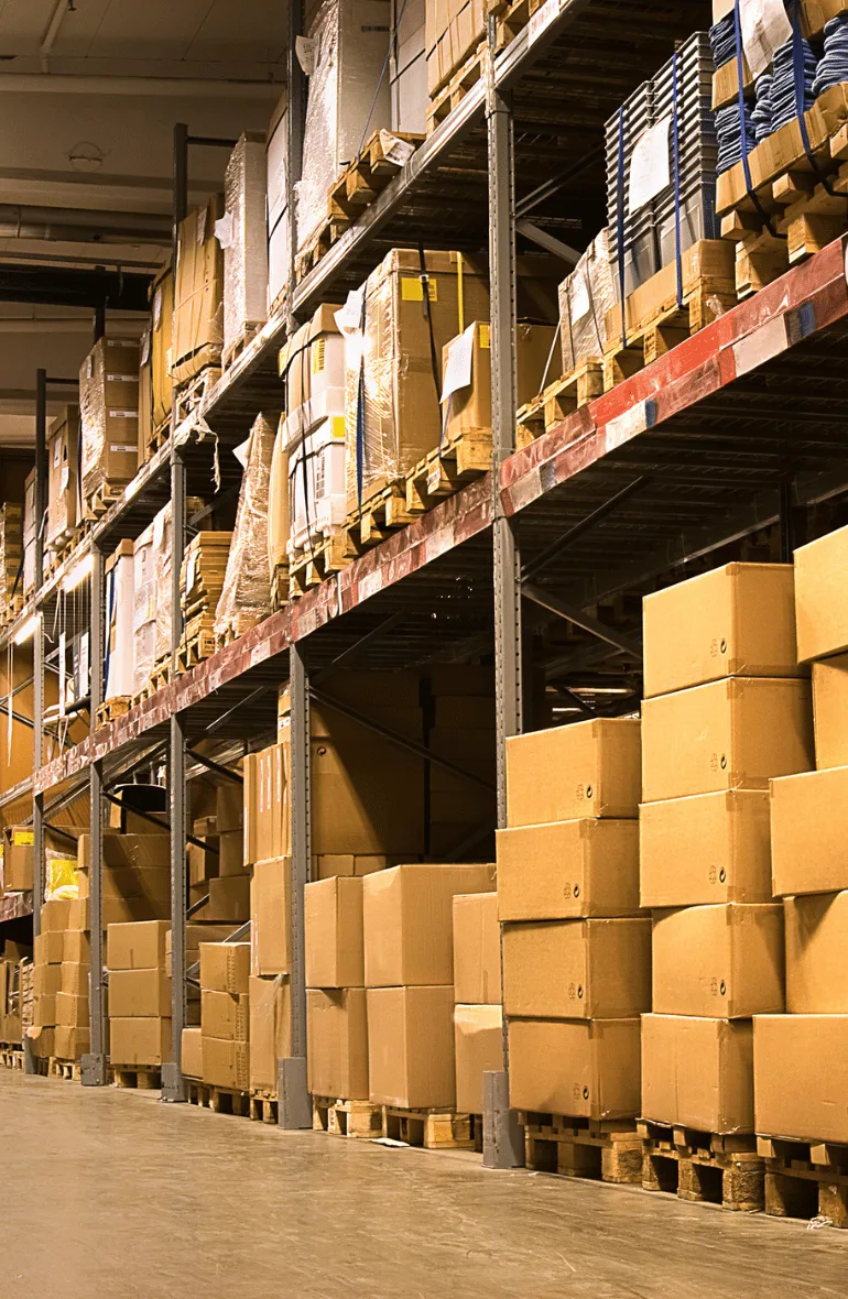 Warehouse racks prepared for inventory handling
