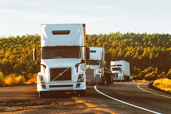 Freight trucks operating on a United States highway