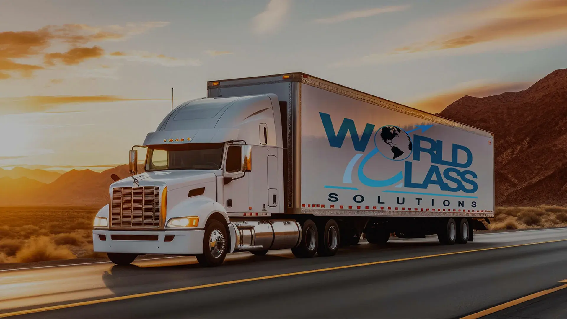World Class Solutions truck moving freight over the road