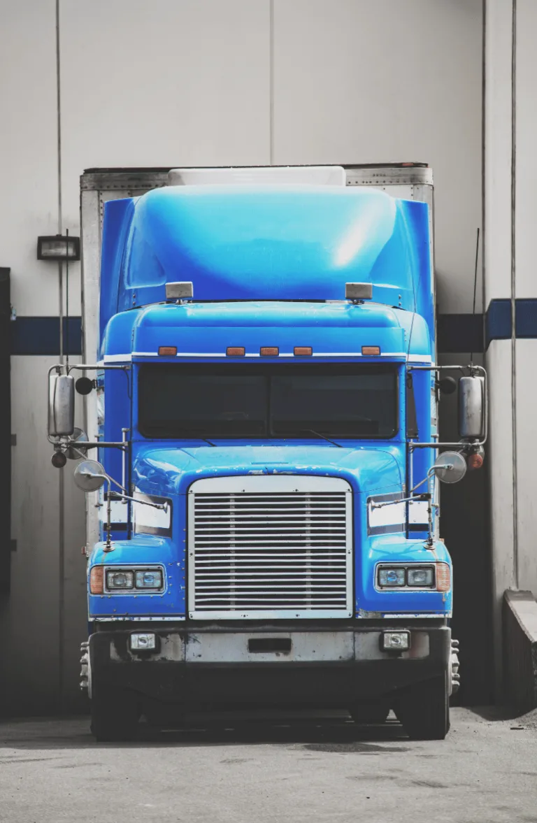 Over-the-road truck positioned for freight transportation